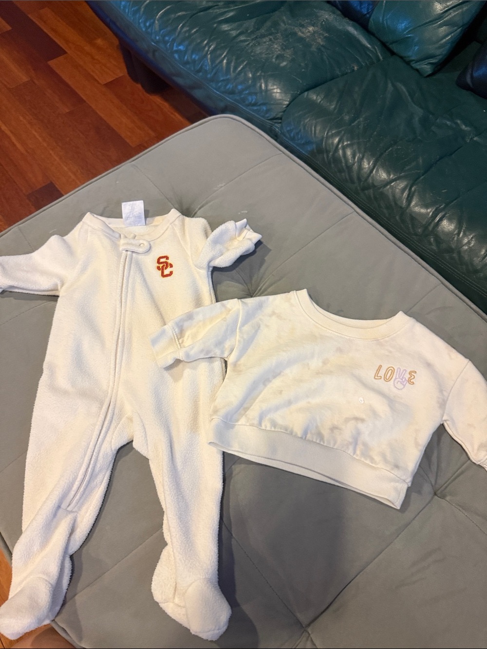 Baby Cream One-Piece and Pullover Set with